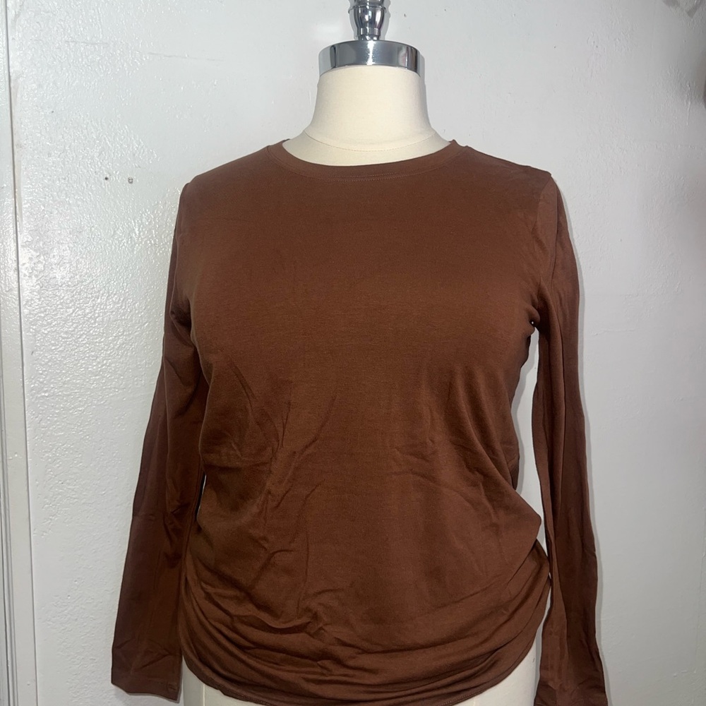 Chocolate Brown Long Sleeve Women's Top